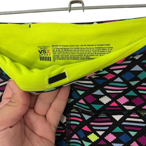 Victoria's Secret VSX Sport Womens Multi Colored Geometric Wide Waist Leggings L - Picture 6 of 12